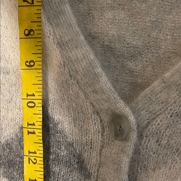 J. Crew Gray and Cream Mohair Blend Argyle 5 Button Down Cardigan - Picture 5 of 9